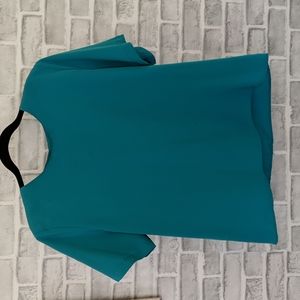 Lauren Lee Vintage Turquoise Blouse w/ Shoulder Pads; XL